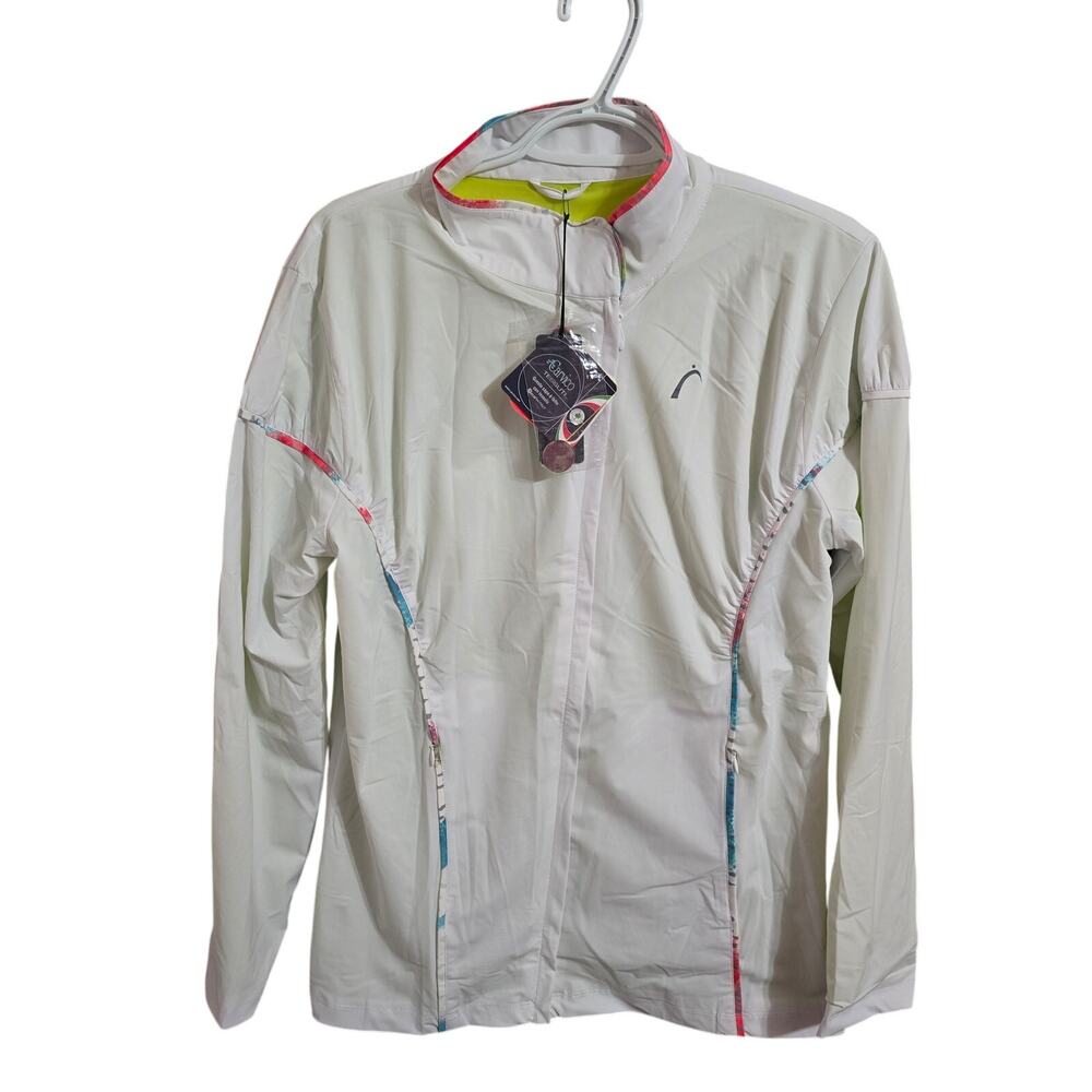 Swingdish White Multicolor Asymetrical Zipper Golf Jacket XL
